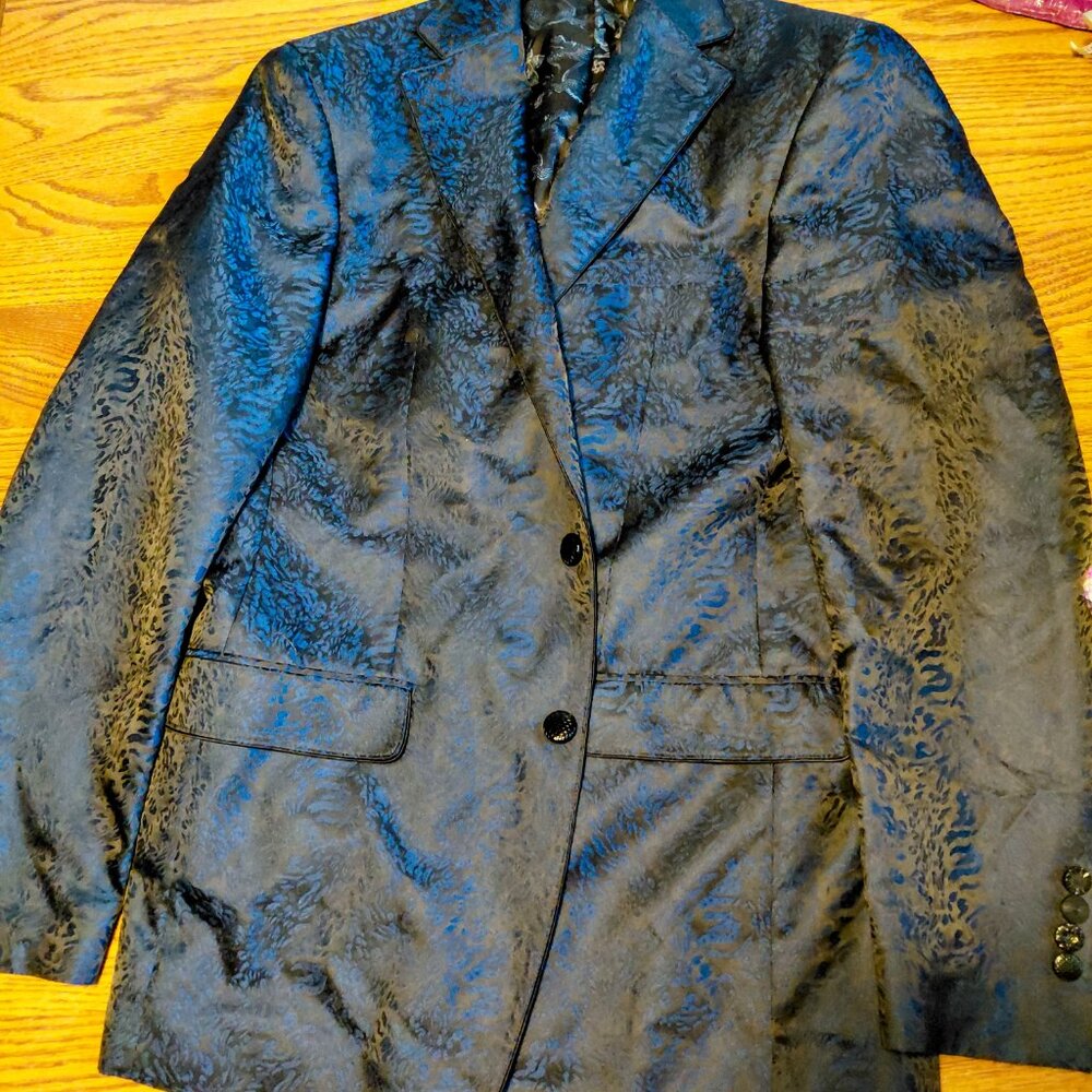 Tallia Slim Fit Leopard Jacquard Blazer Iridescent Dragon Lining Statement Party - Picture 4 of 14